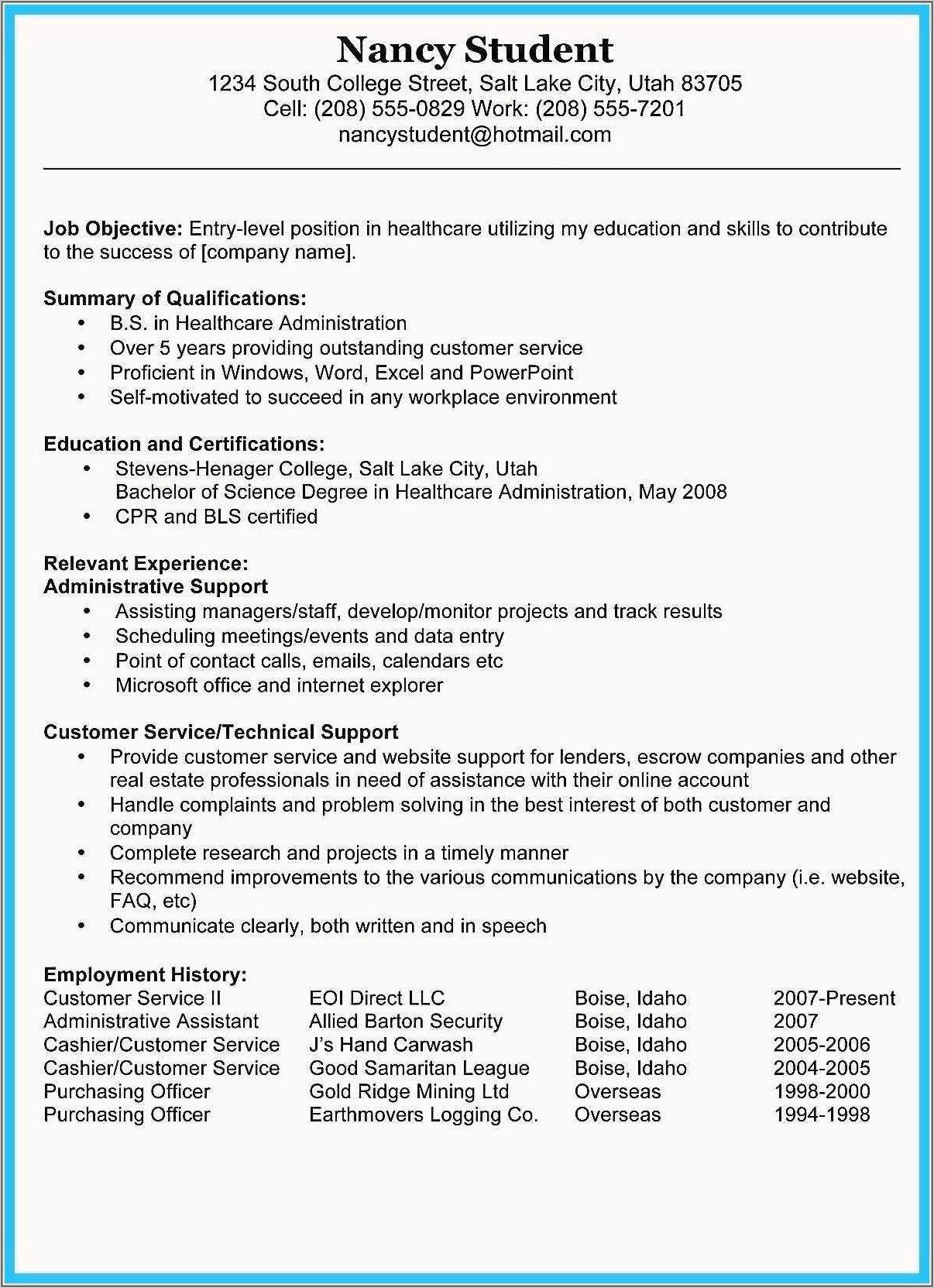 General Objective For All Jobs On Resume
