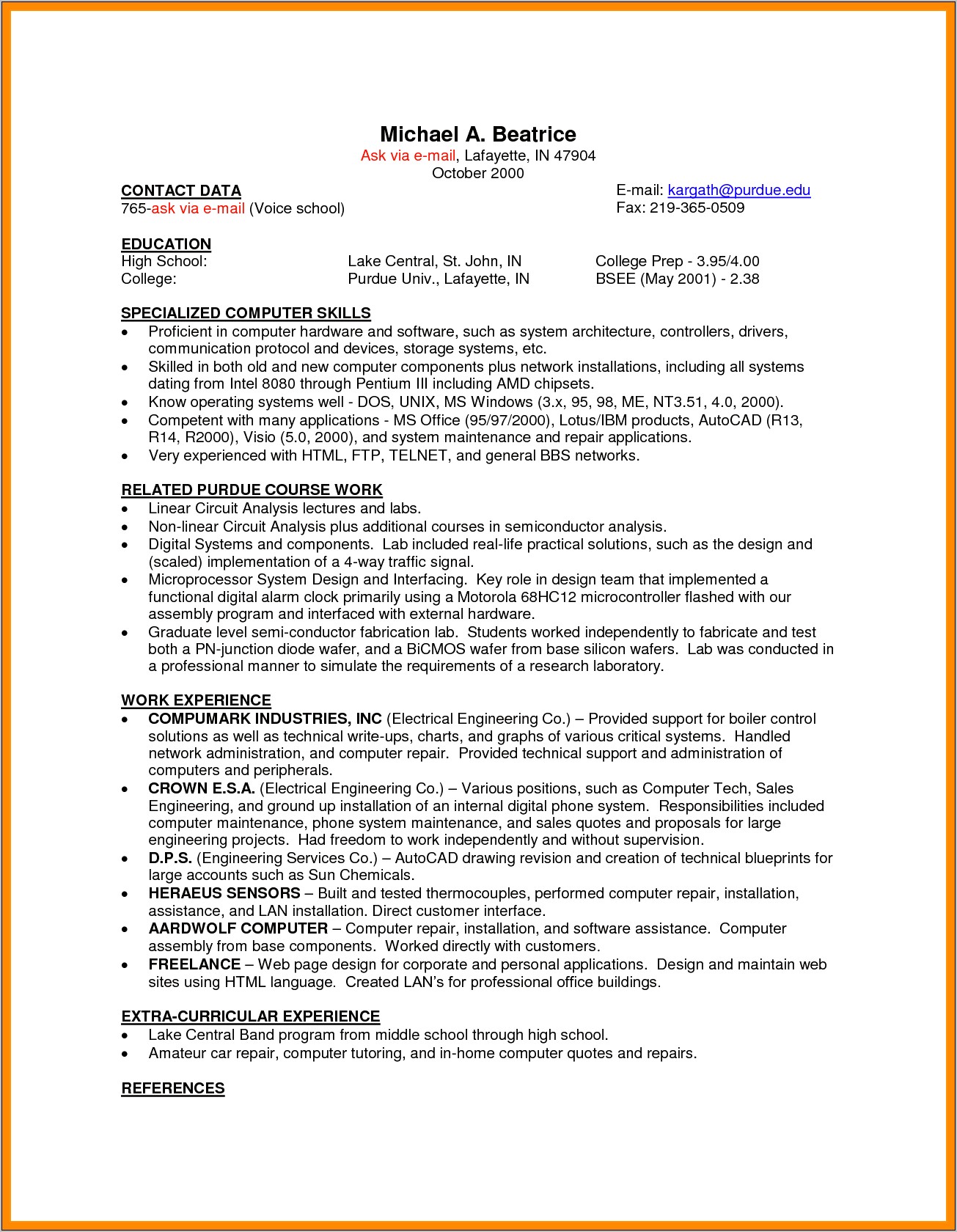General Resume For Part Time Jobs