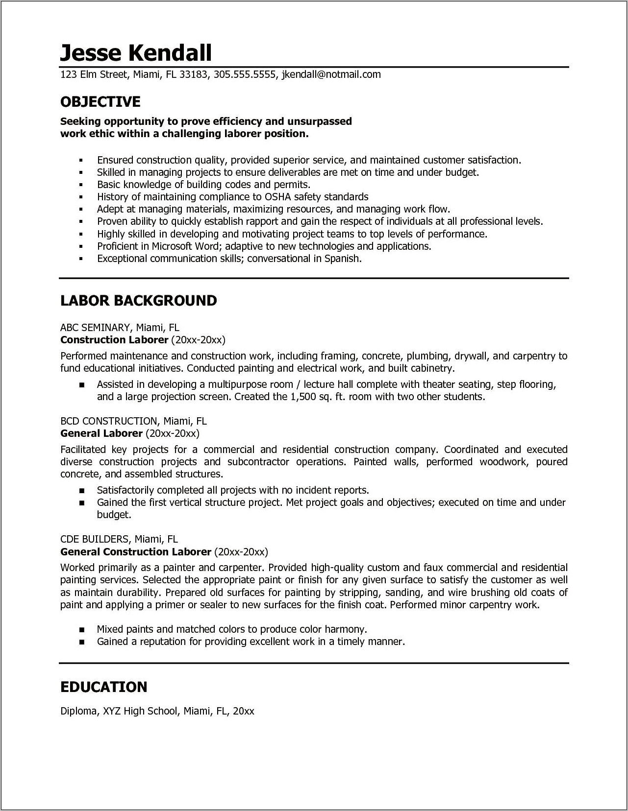 General Resume Objective Examples For Part Time Jobs