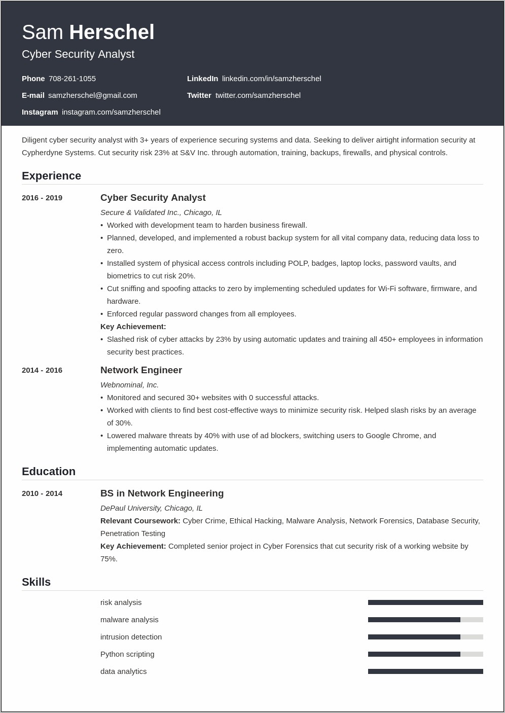 General Resume Profile Statement Examples