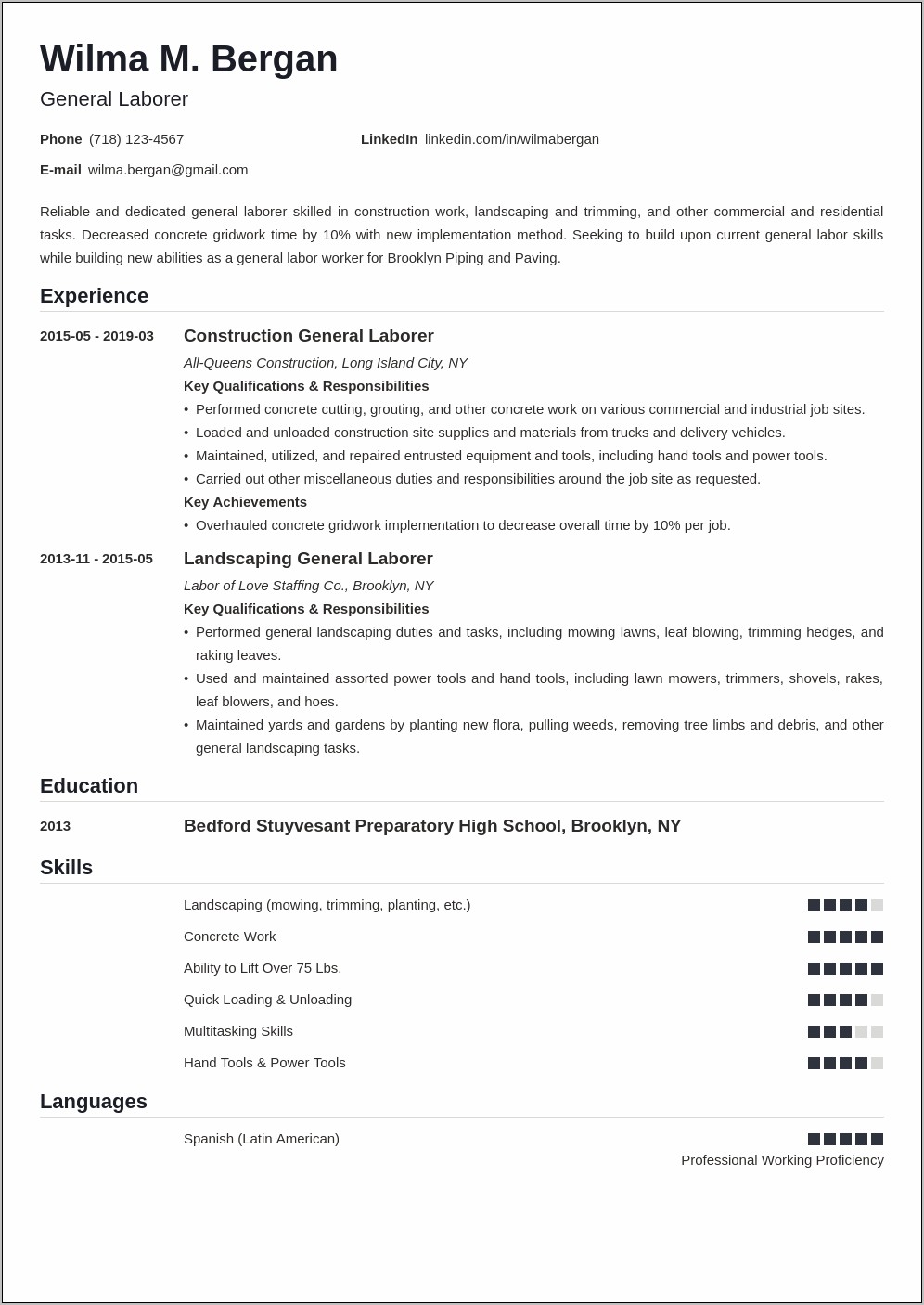 General Skills Examples For A Resume