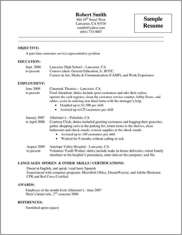 Generic Objective Fof Grocery Store Resume