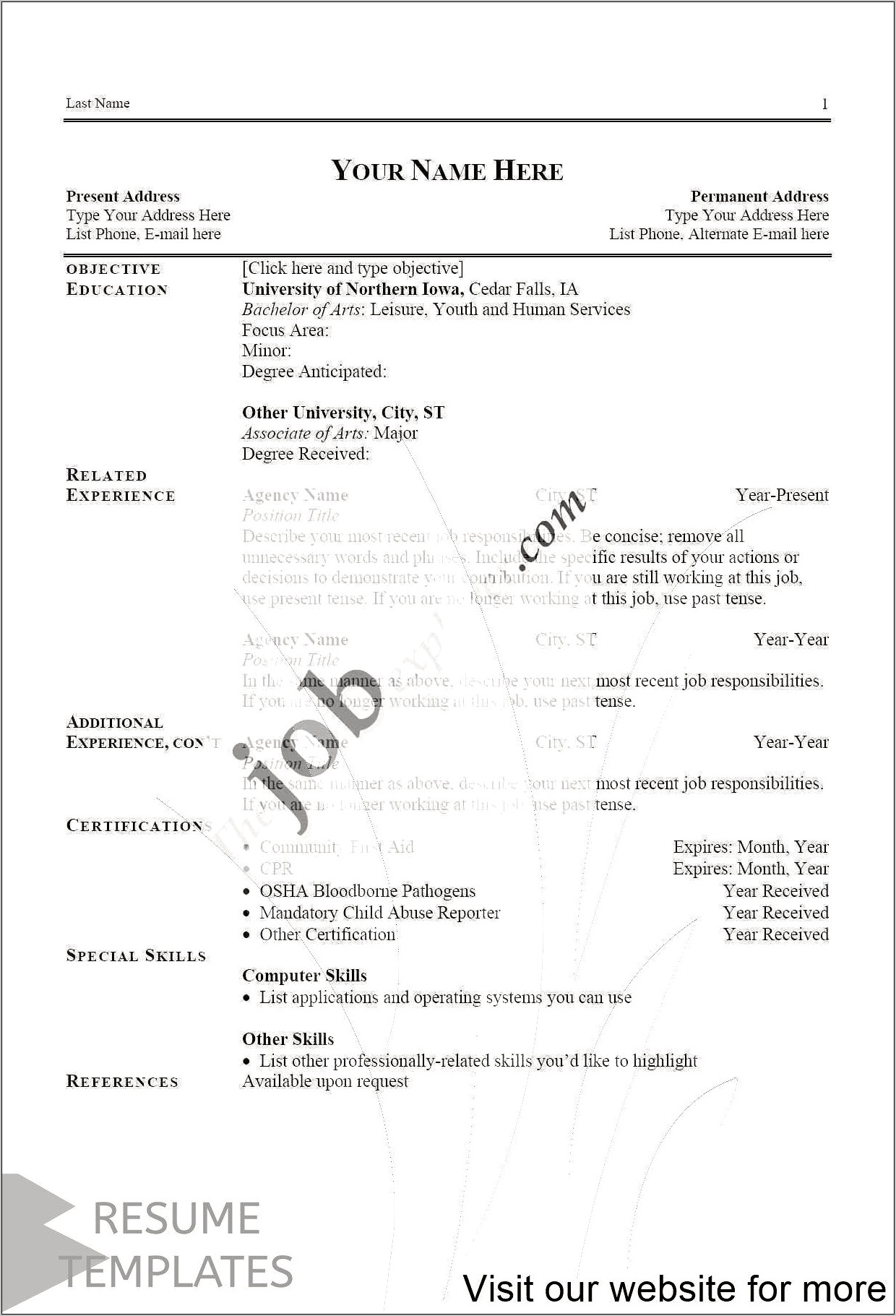 Generic Resume Objective Part Time Job College Student