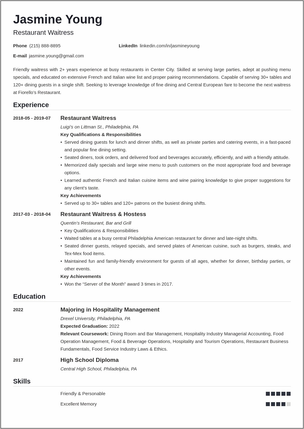 Generic Resume With No Experience High School