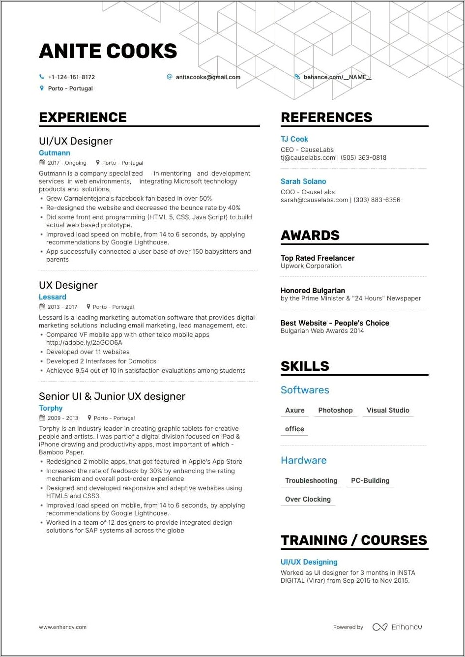 Going Into Ux But No Work Experience Resume