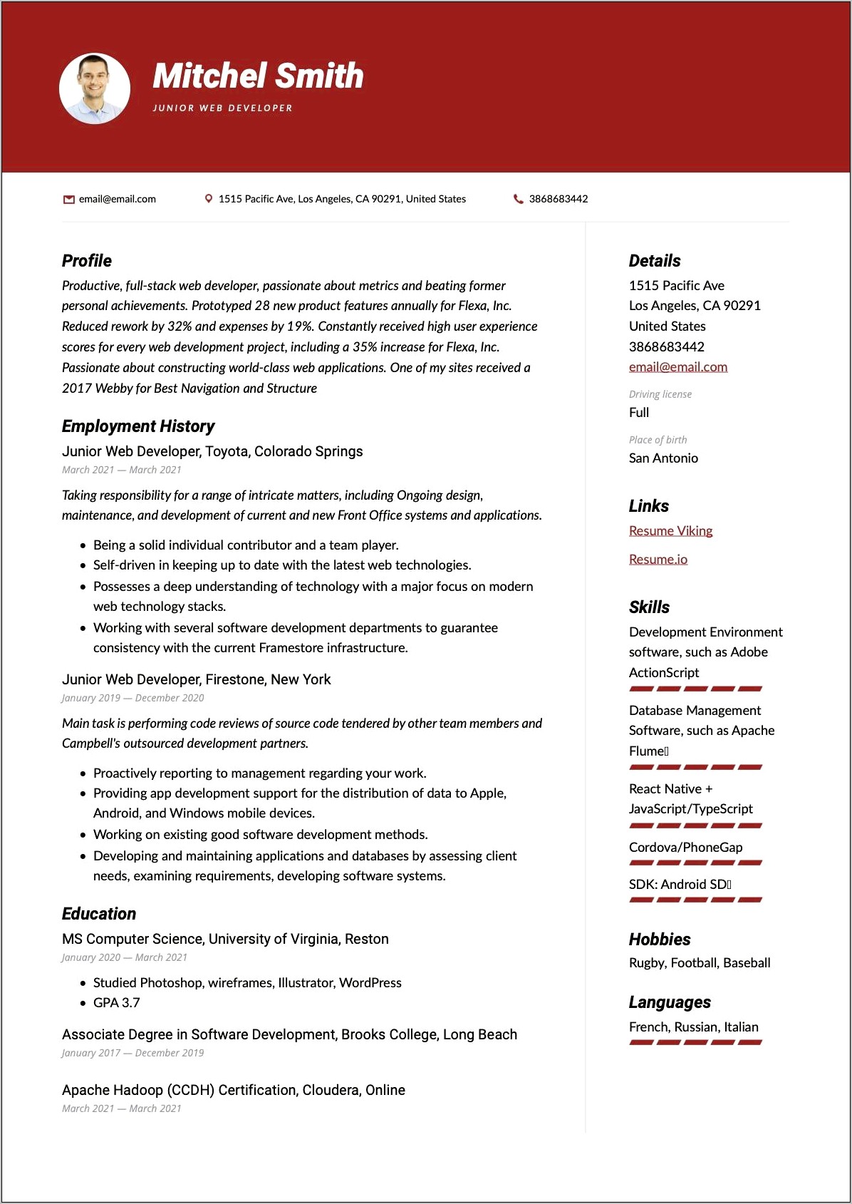 Good As Individual Contributor And Team Member Resume