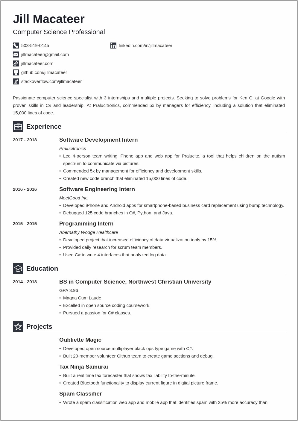 Good Computer Science Skills For Resume
