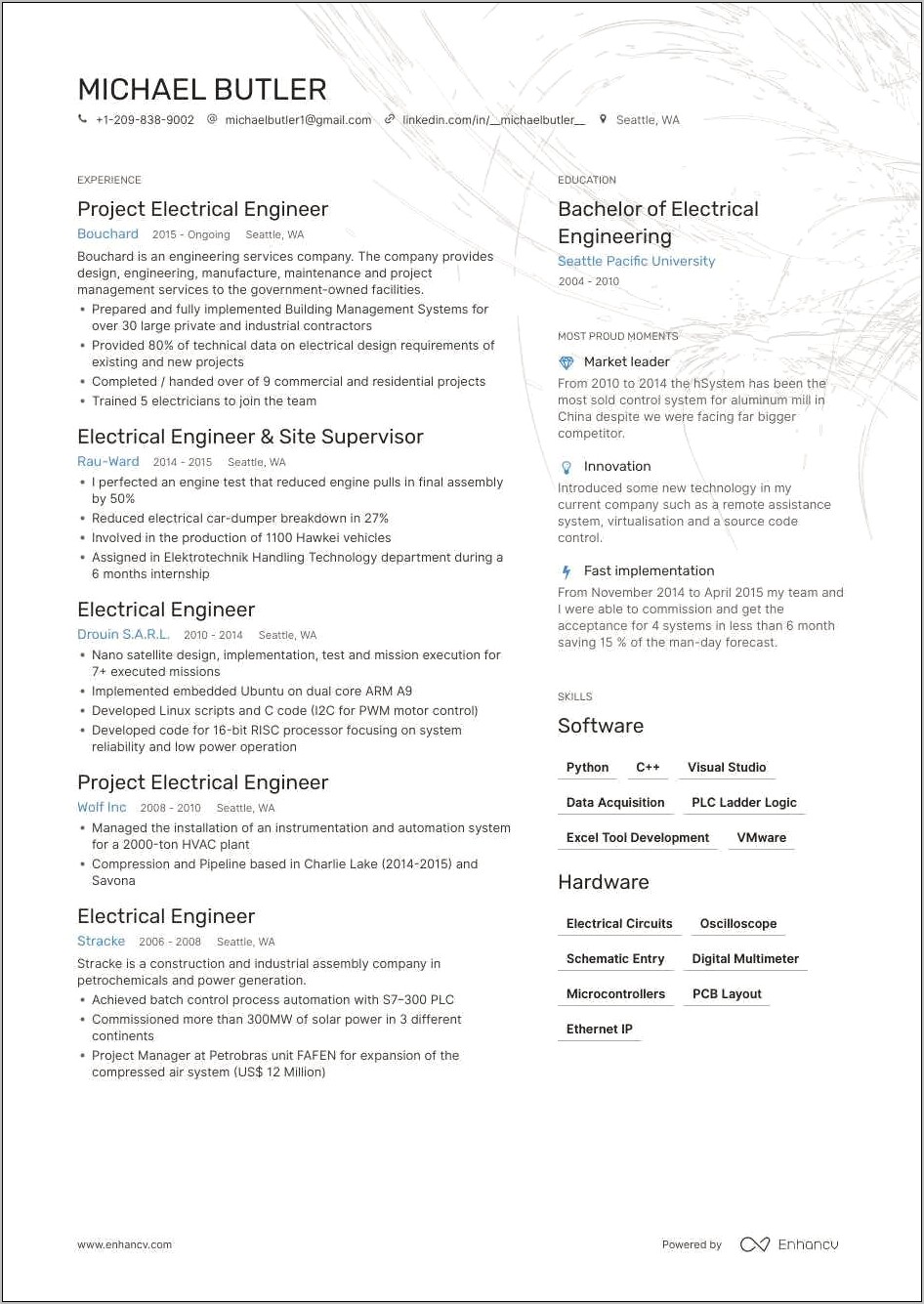 Good Engineering Resume With No Technical Work Experience