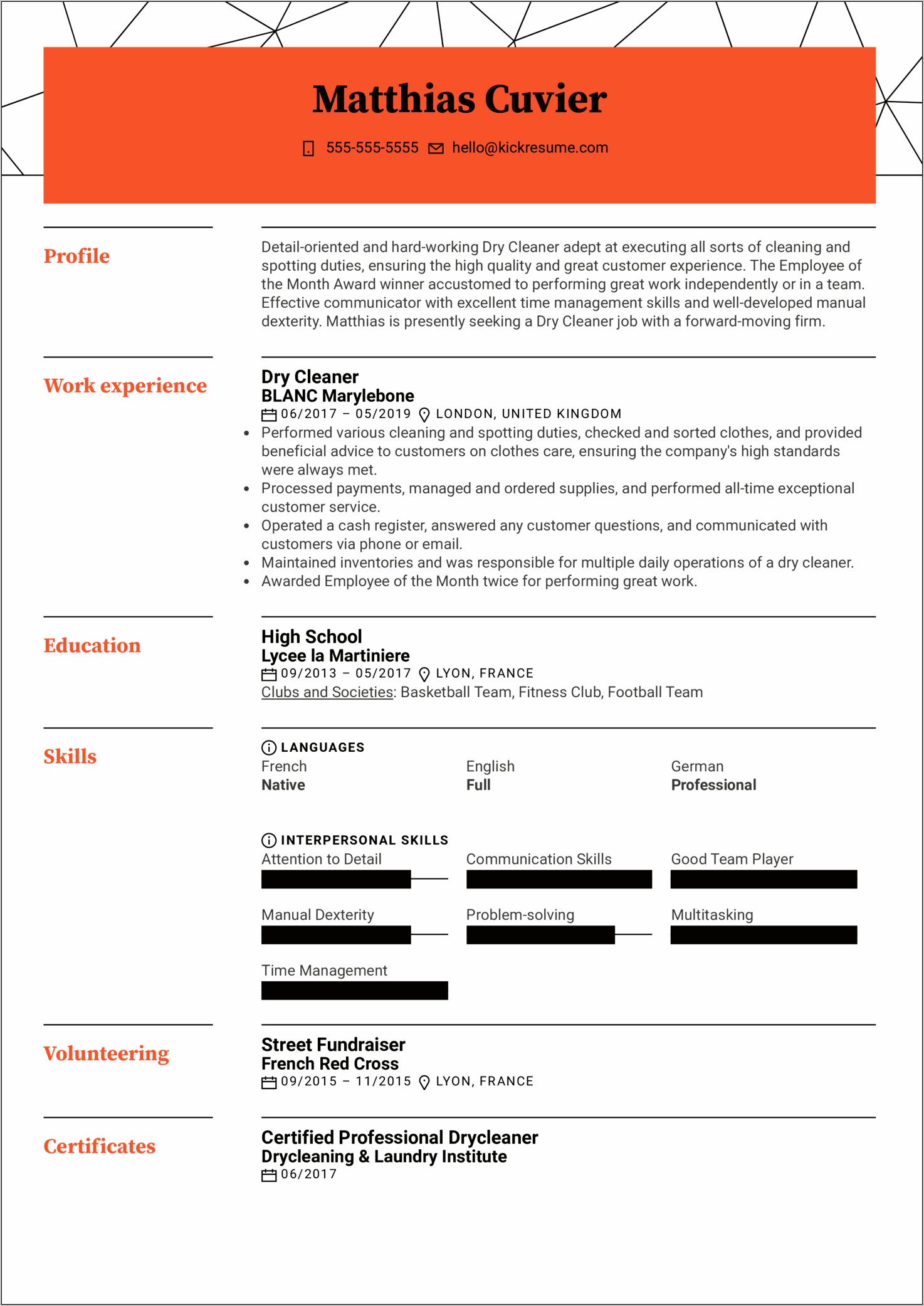 Good Examples Of A Resume For Cleaning Job