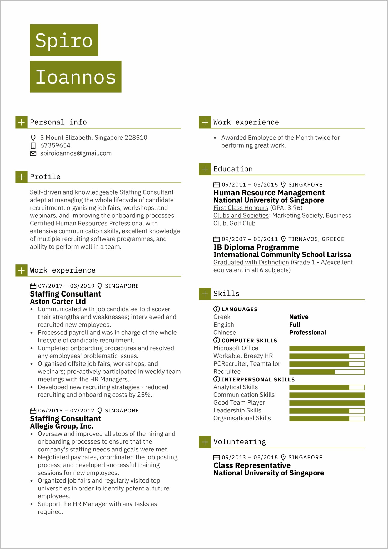 Good Examples Of Resume For Various Staffing Jobs