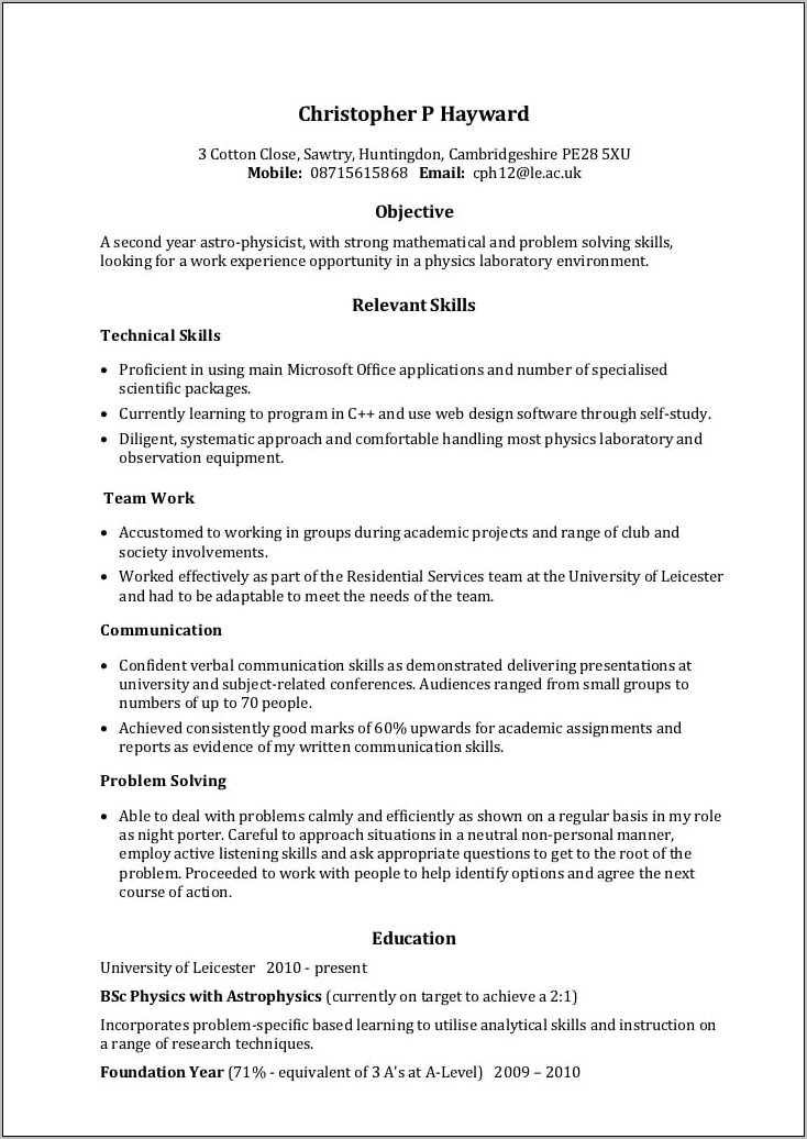 Good Examples Of Skills On A Resume