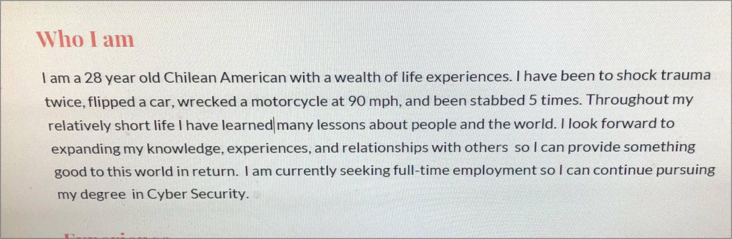 Good Introduciton Statement For A Resume