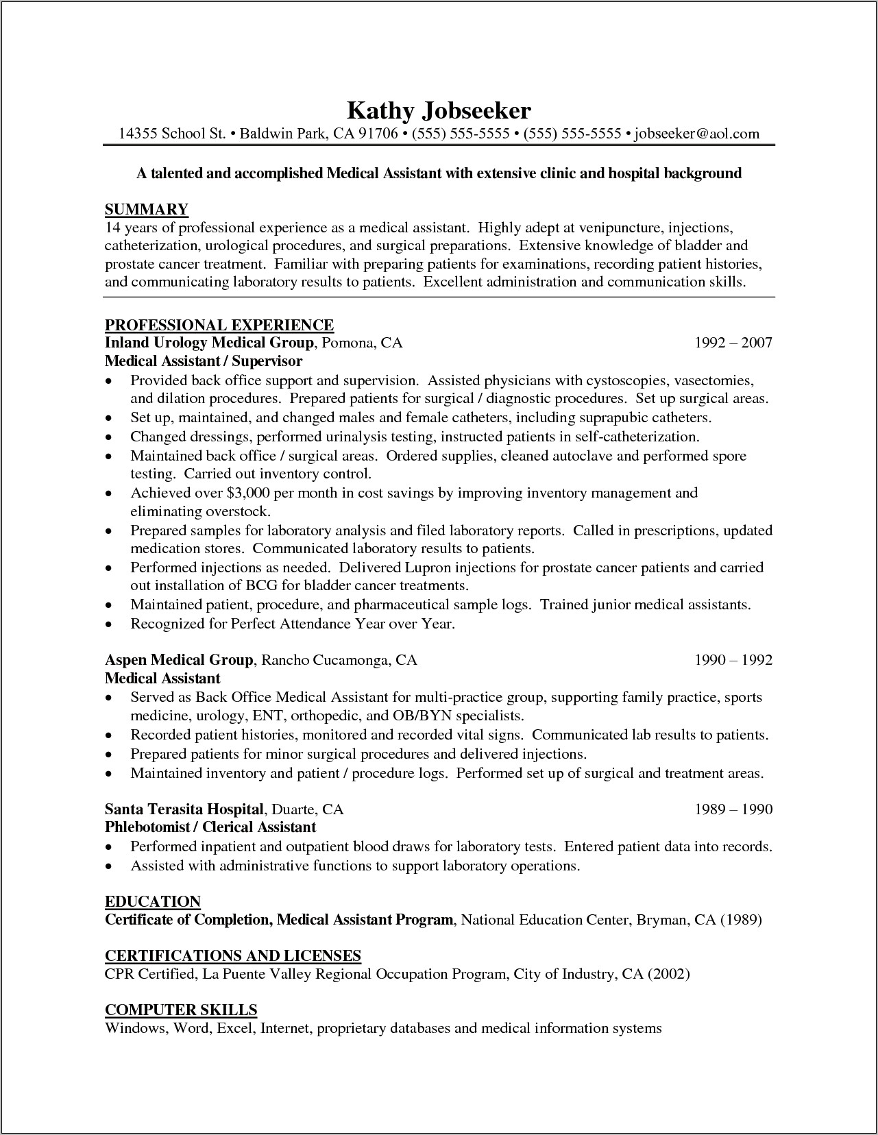 Good Objective For Resume For Medical Assistant