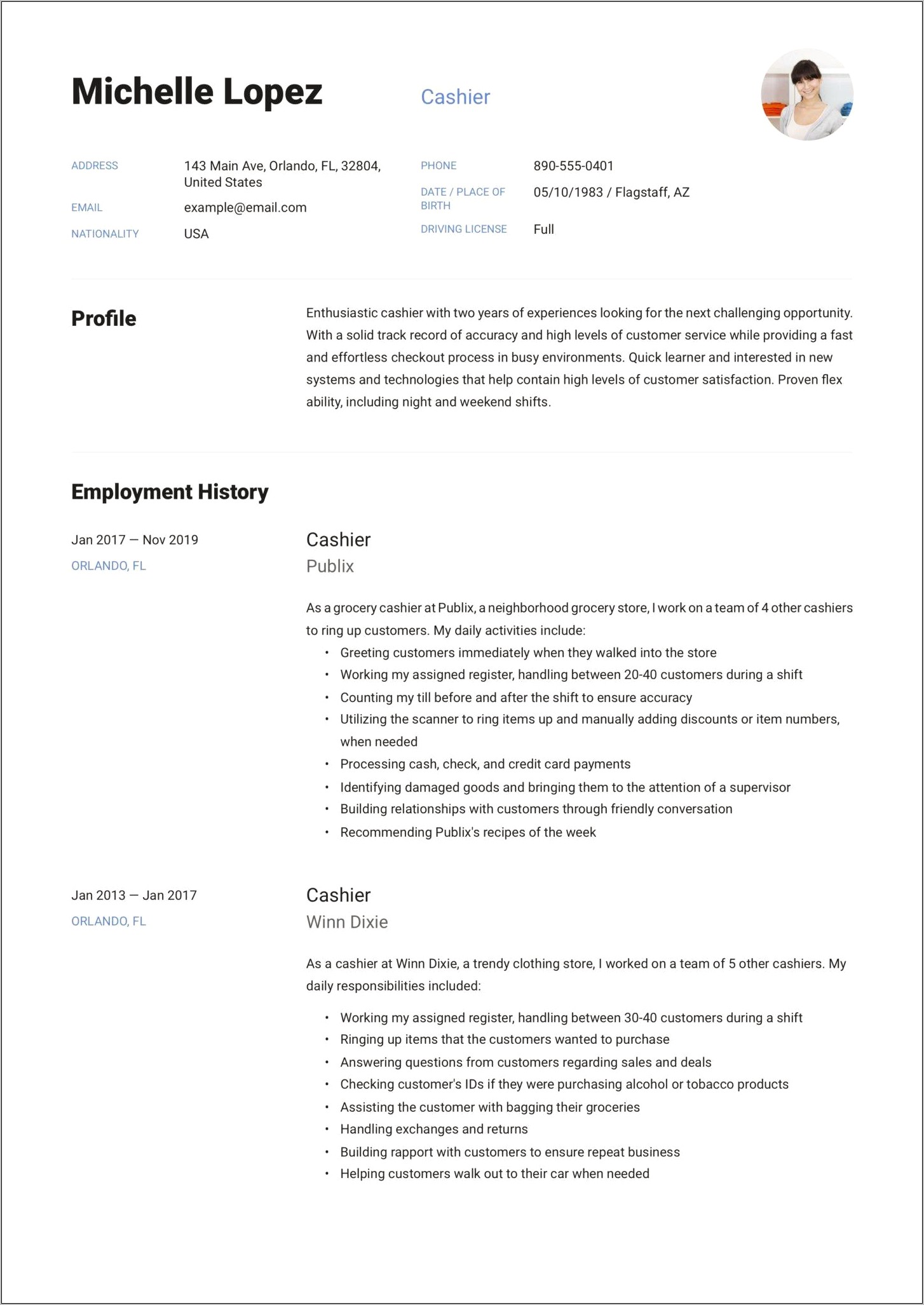 Good Objective Statements For Cashier Resume