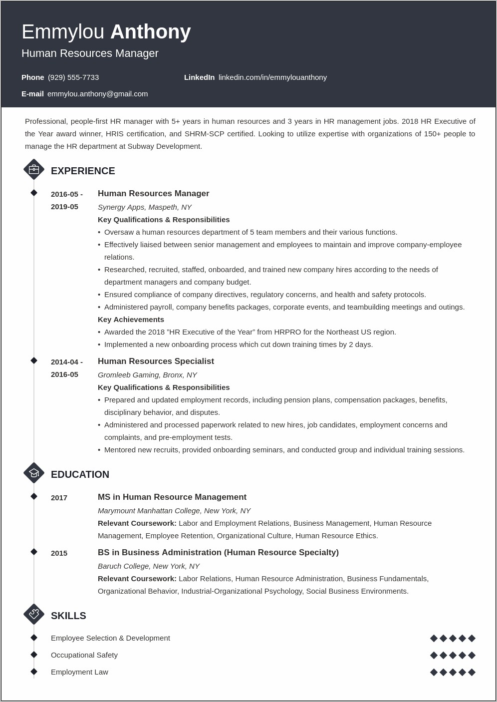 Good Ojective For Hr Manager Resume