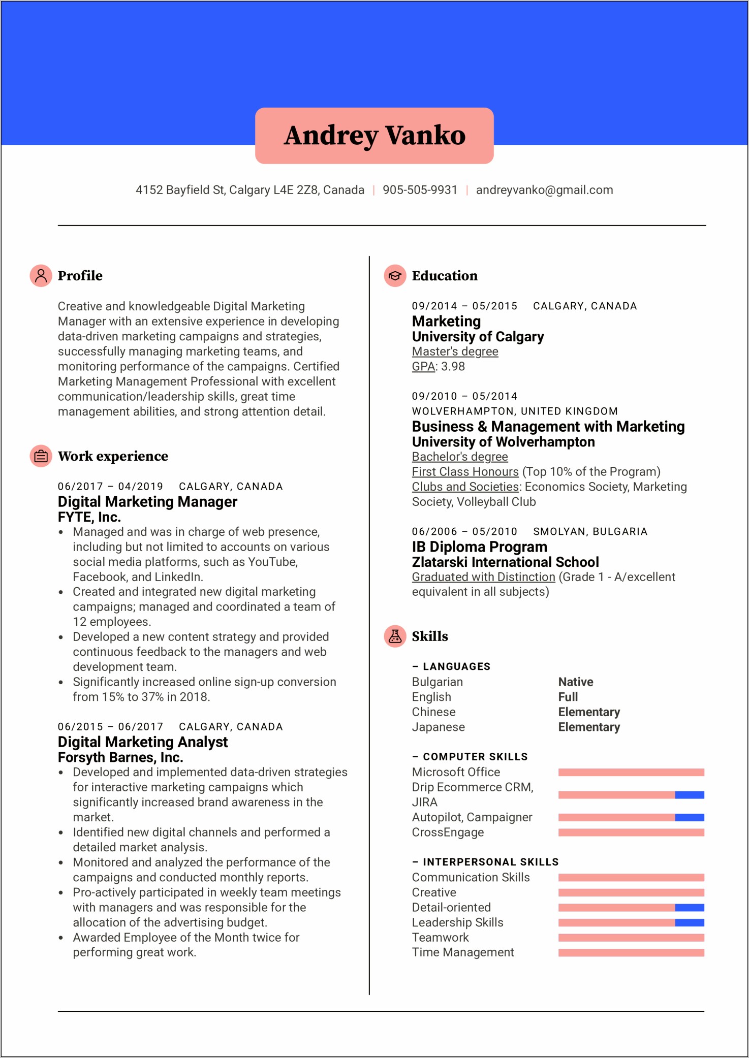 Good Resume Examples For Facebook