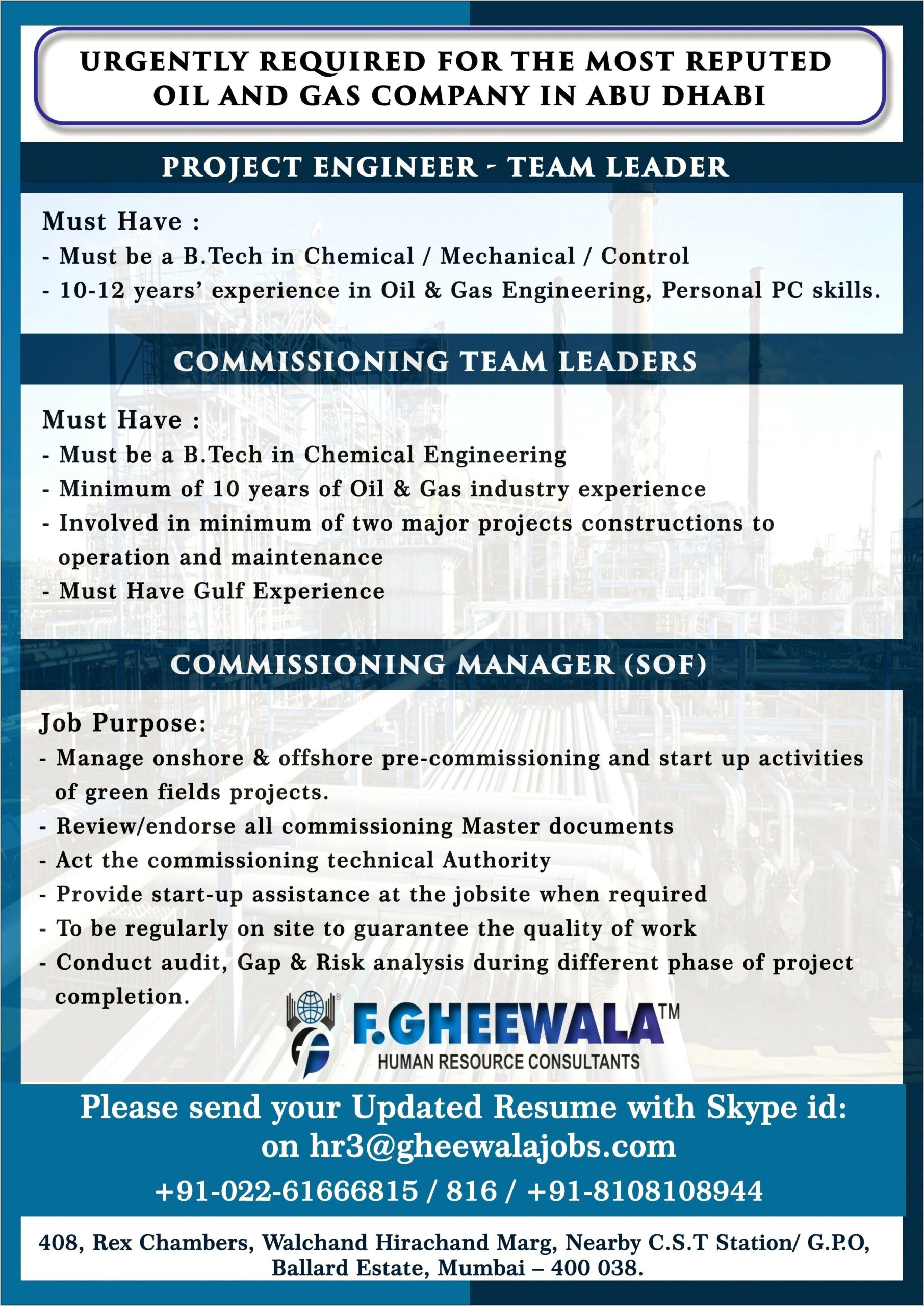 Good Resume For Oil And Gas Company