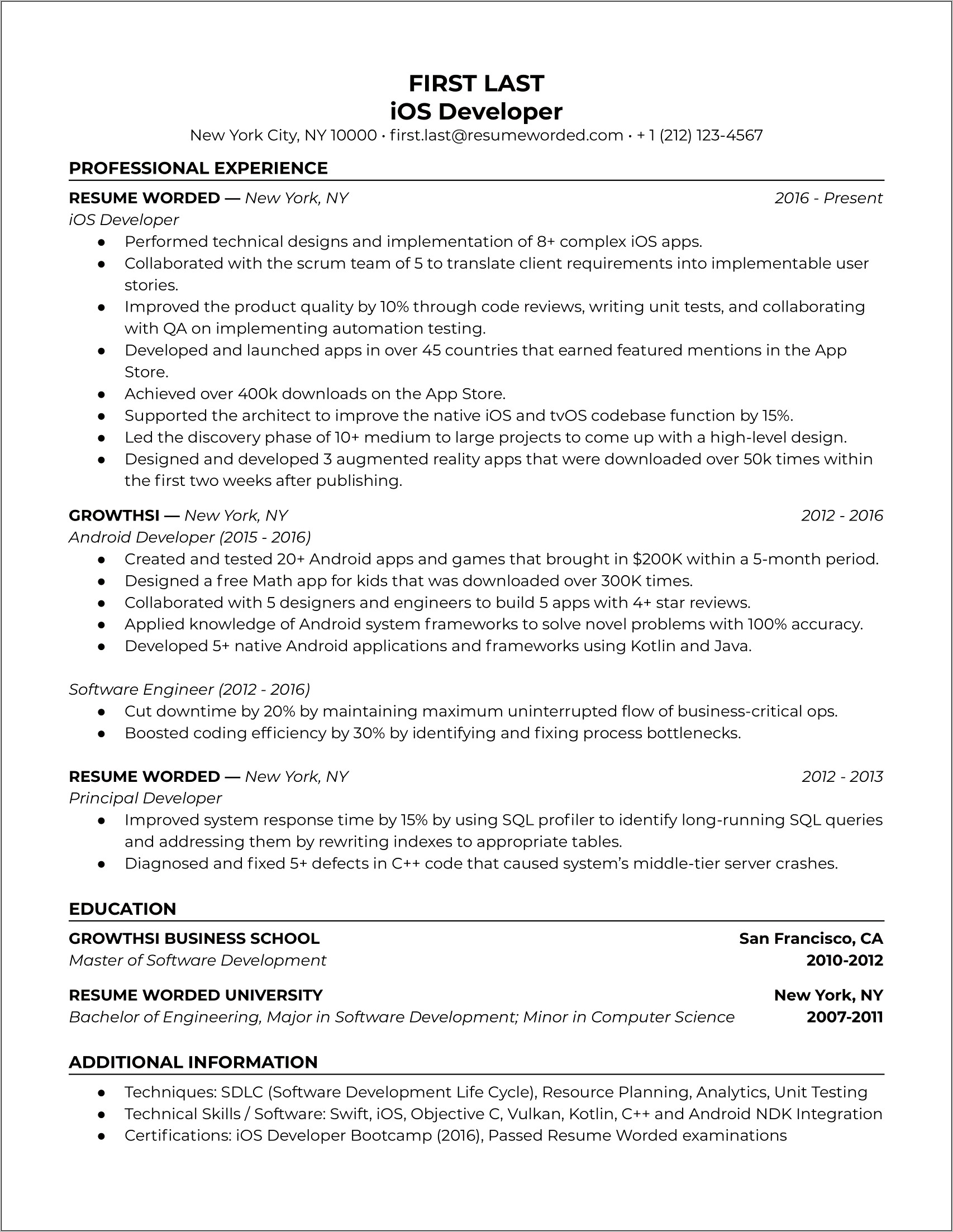 Good Resume For Web Developement Bootcamp Grad