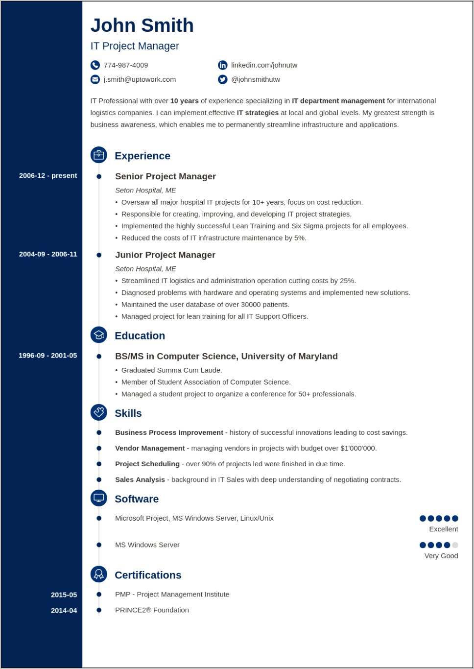 Good Resume Format For It Professionals