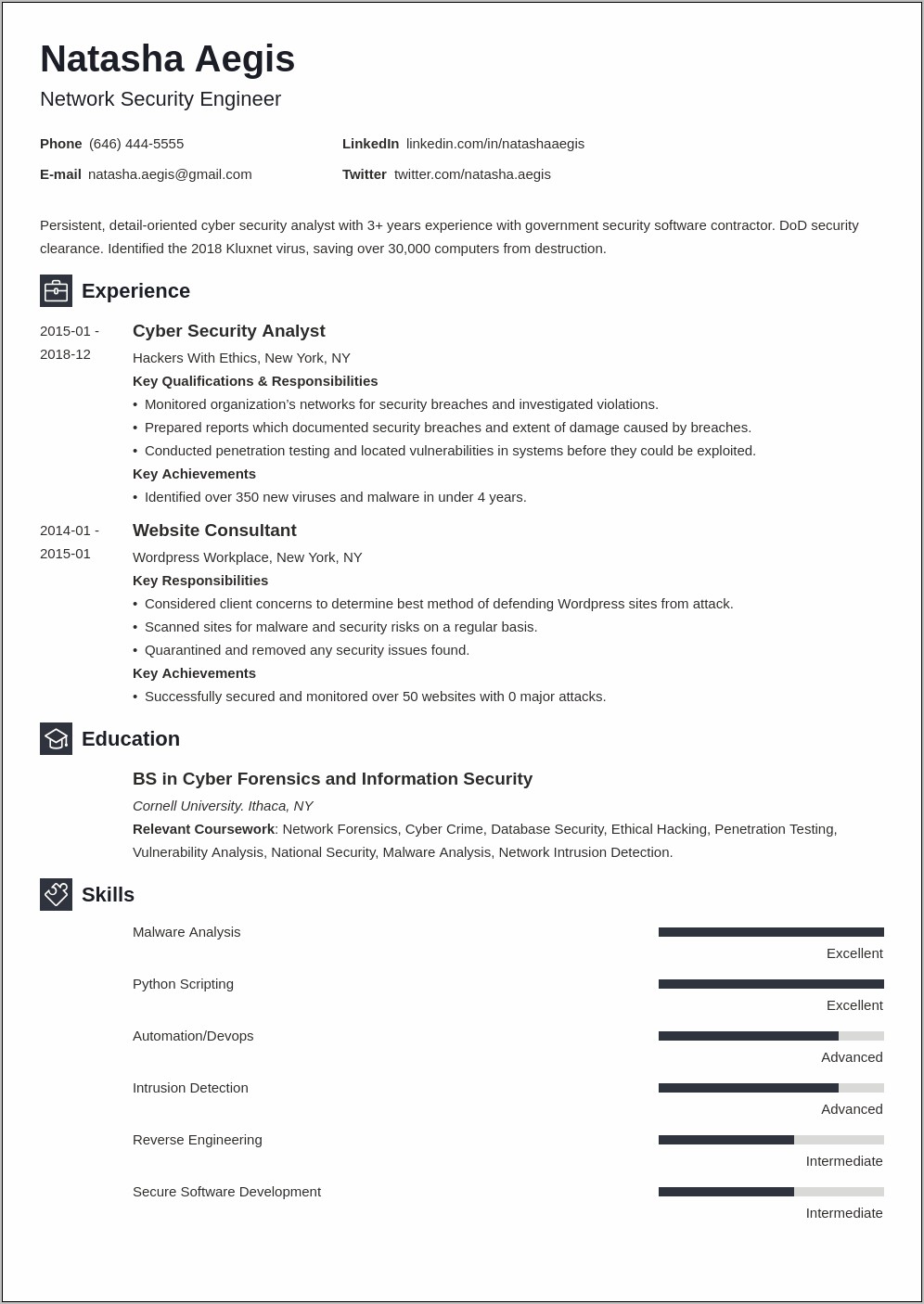 Good Resume Goals For Cyber Security