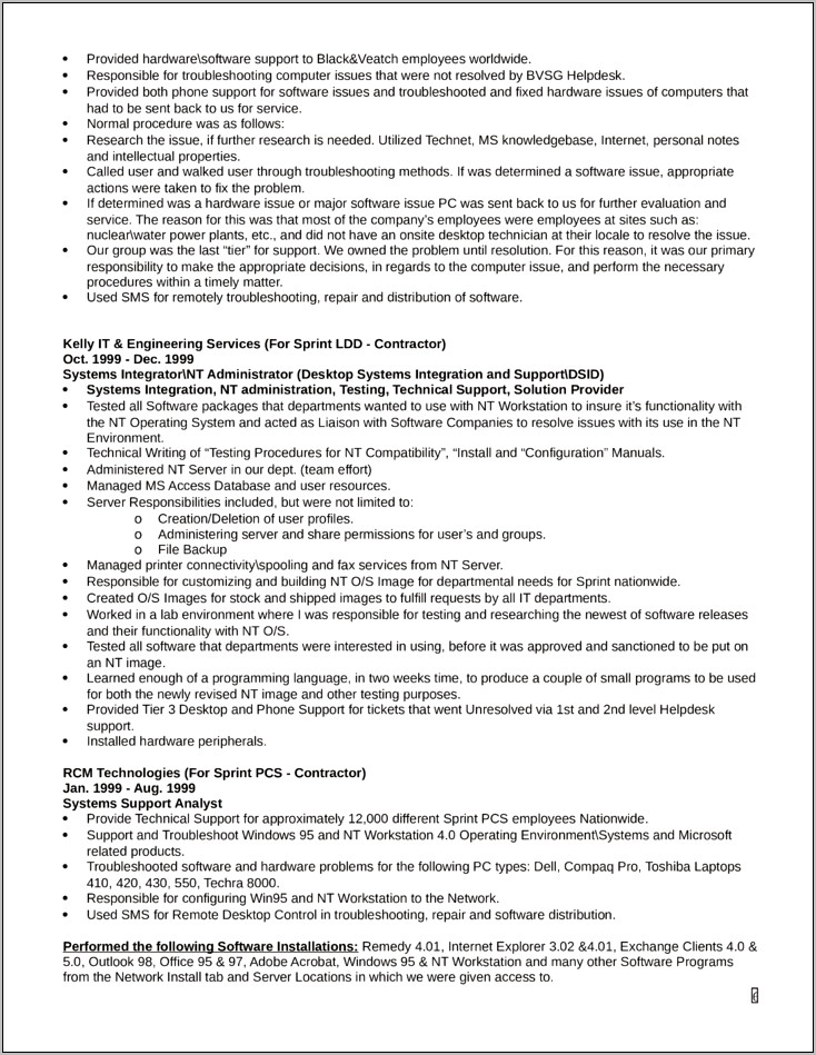 Good Resume Objective Examples For Technical Support