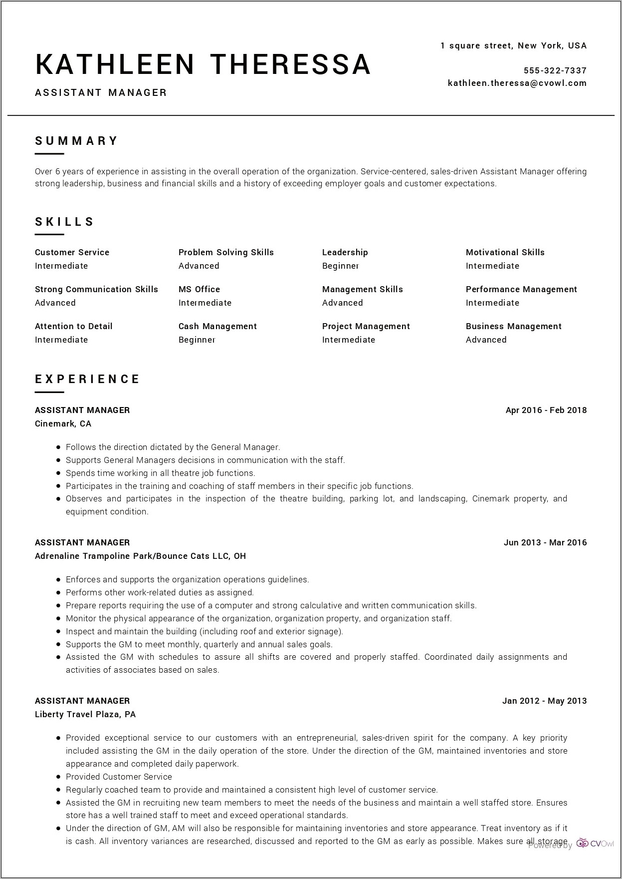 Good Resume Objectives For Ex Assistant Manager