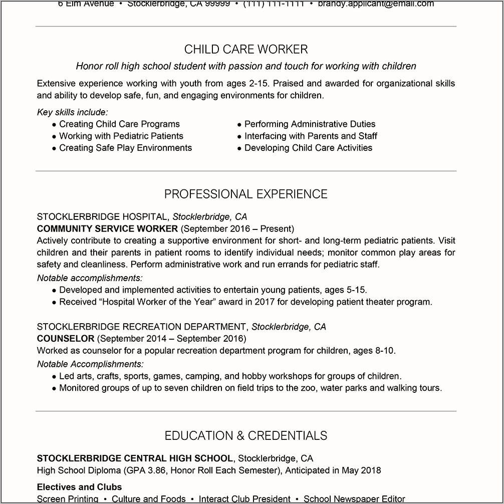 Good Resume Summary Examples For Students