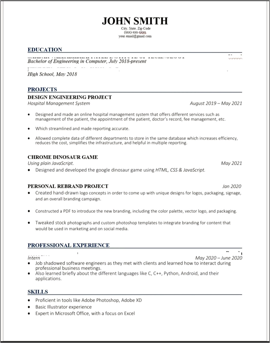 Good Sections To Have In A Resume