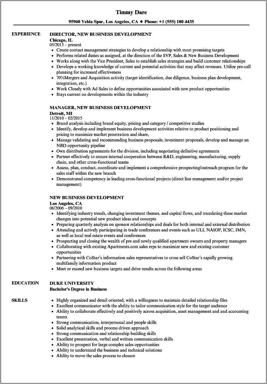 Good Skills For A Business Resume