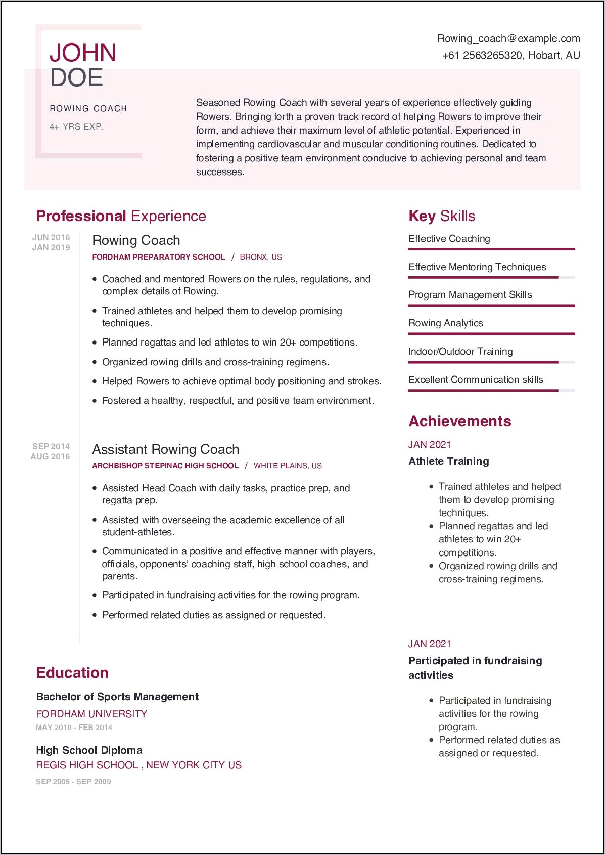 Good Skills For A Coach Resume