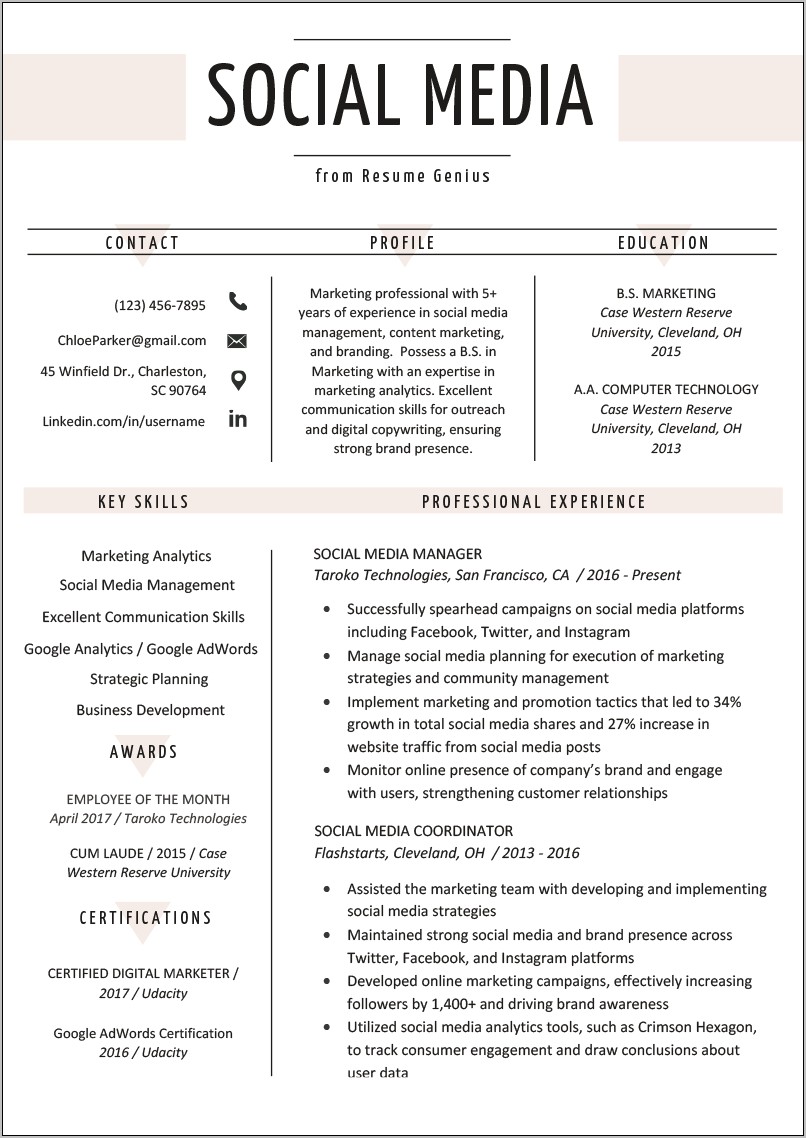 Good Skills To Include With Social Media Resume