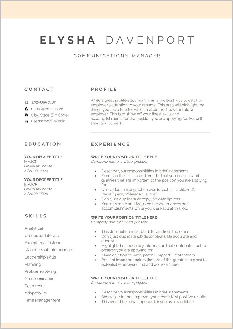 Good Template To Use For Resume