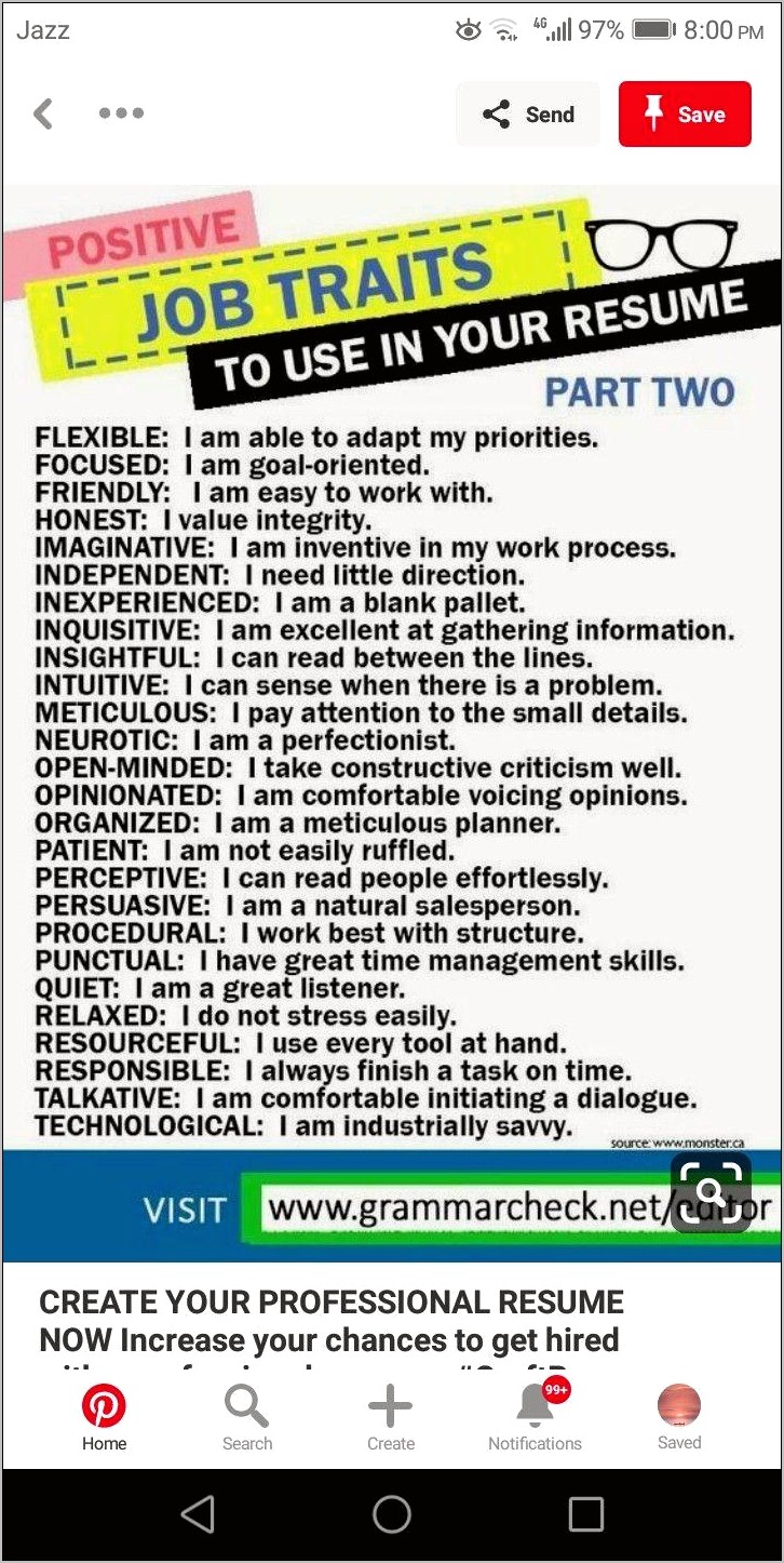 Good Traits To Have On A Resume