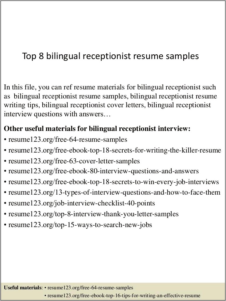 Good Way To Say Bilingual In Resume