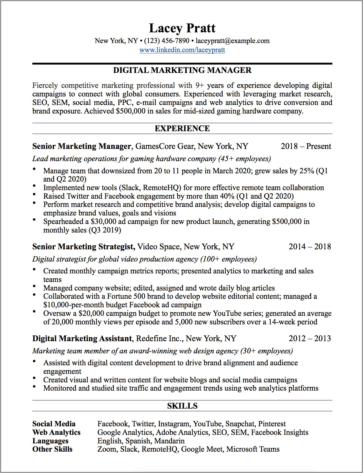 Google Engineering Manager Resume Examples