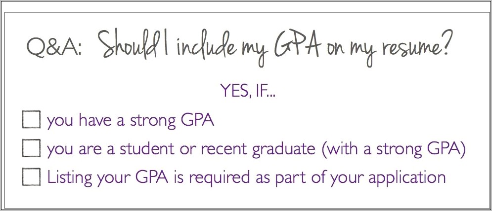 Gpa On Resume Only Put If Higher Than