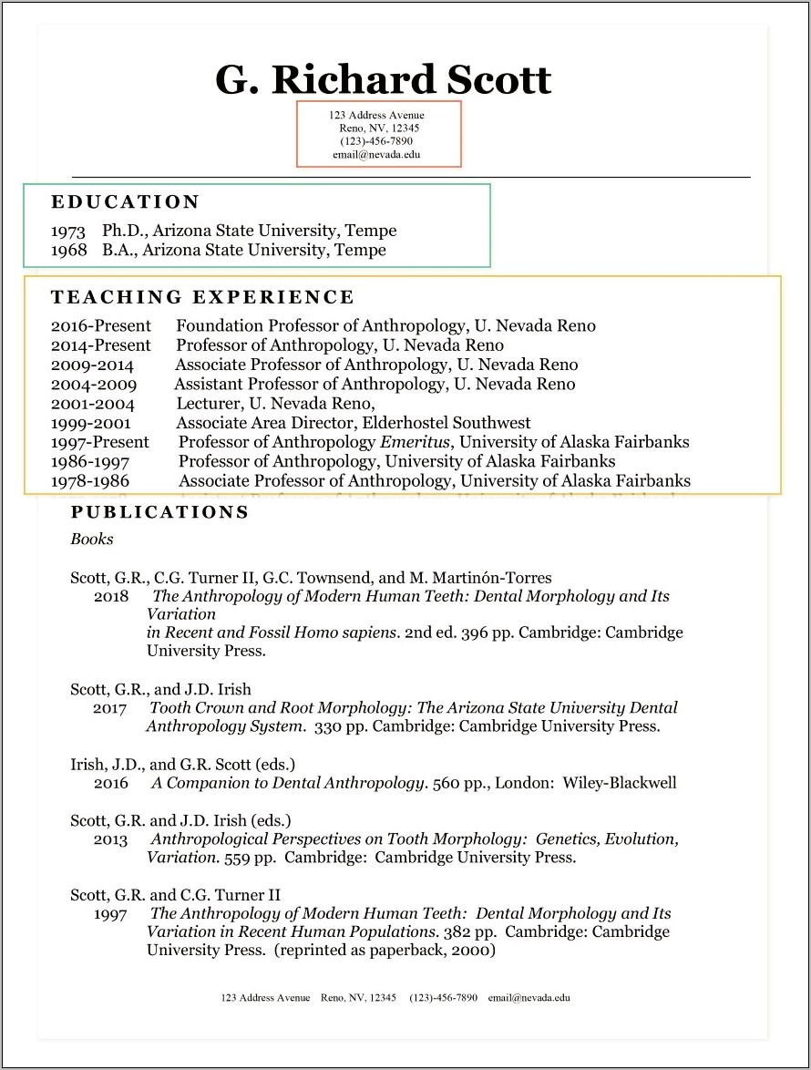 Graduate School Application Resume With Publication