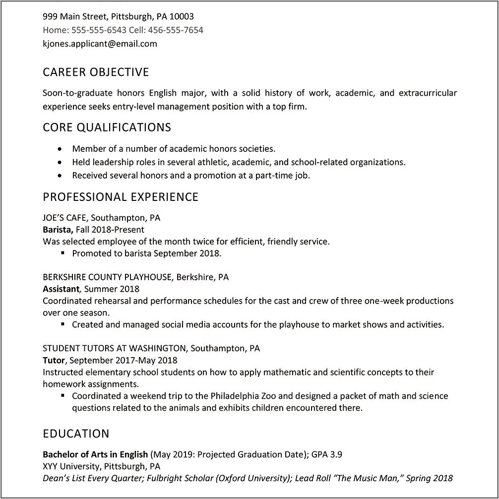 Graduate School Resume With Extensive Work Experience