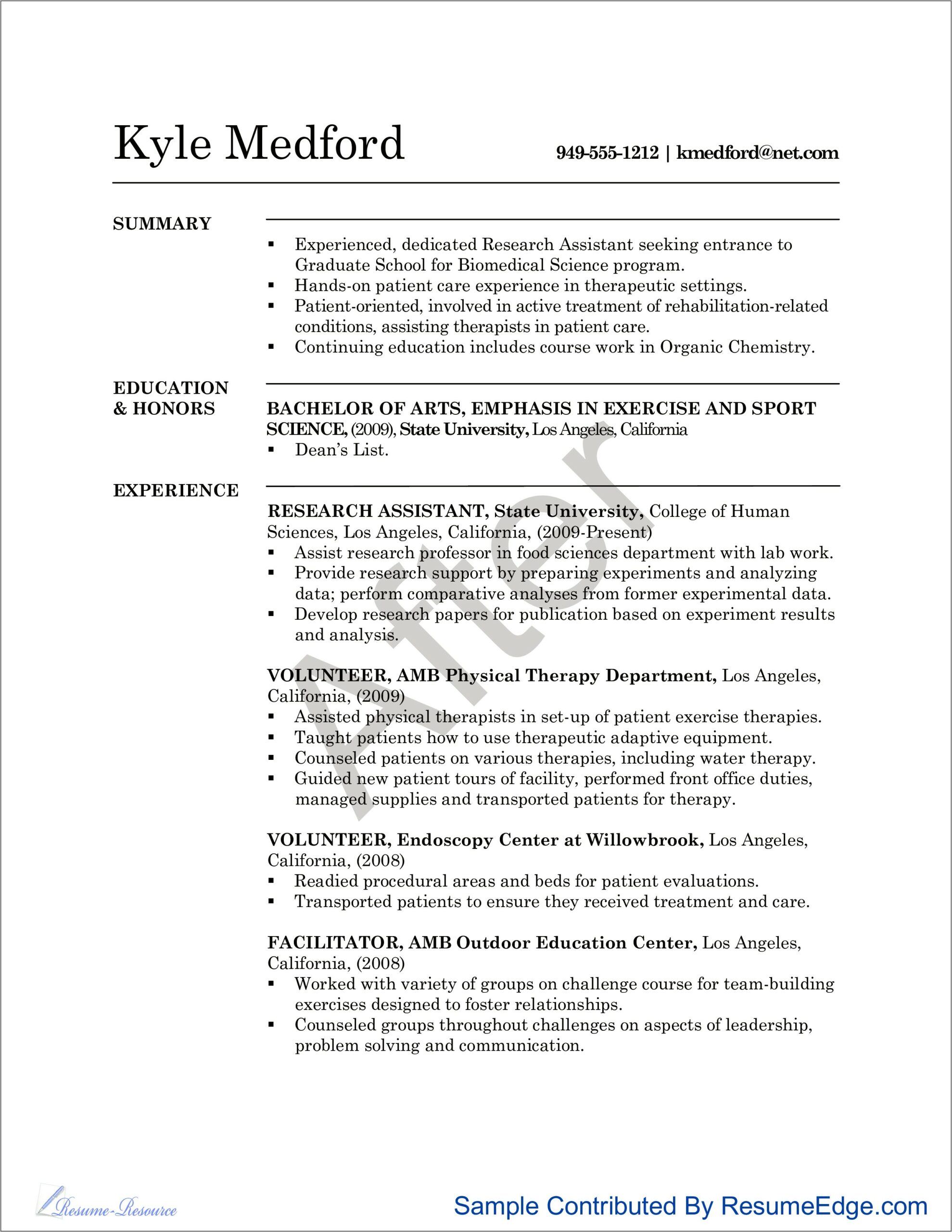 Graduate Student Assistant Resume Examples