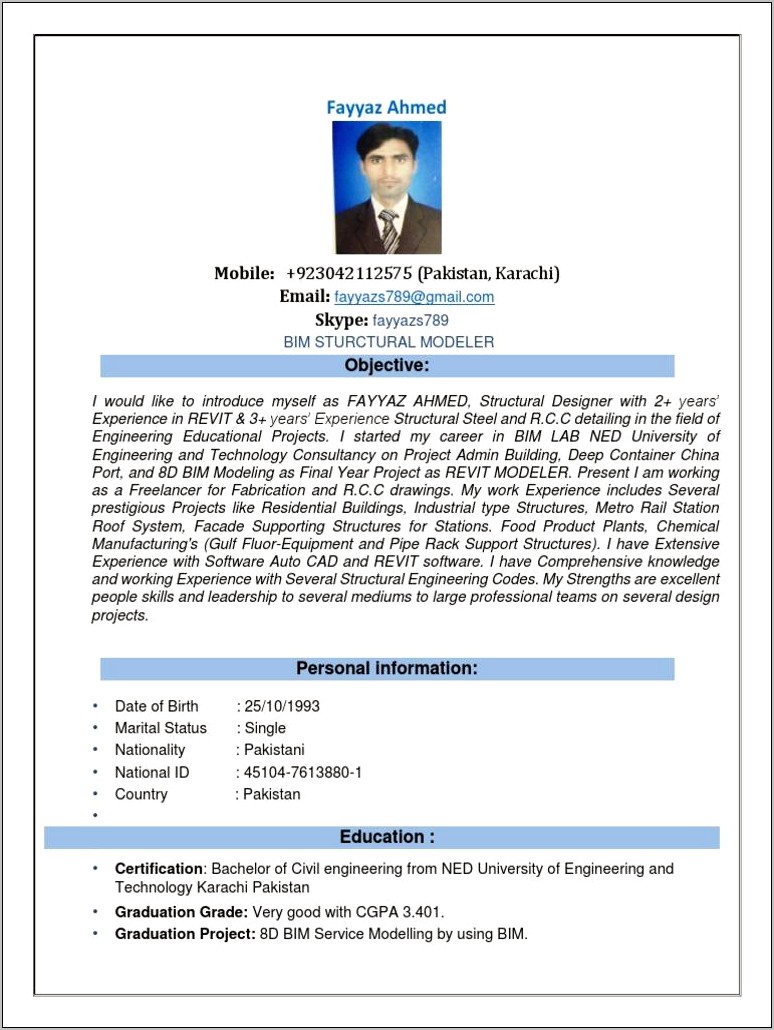 Graduated With A Very Good Grade In Resume