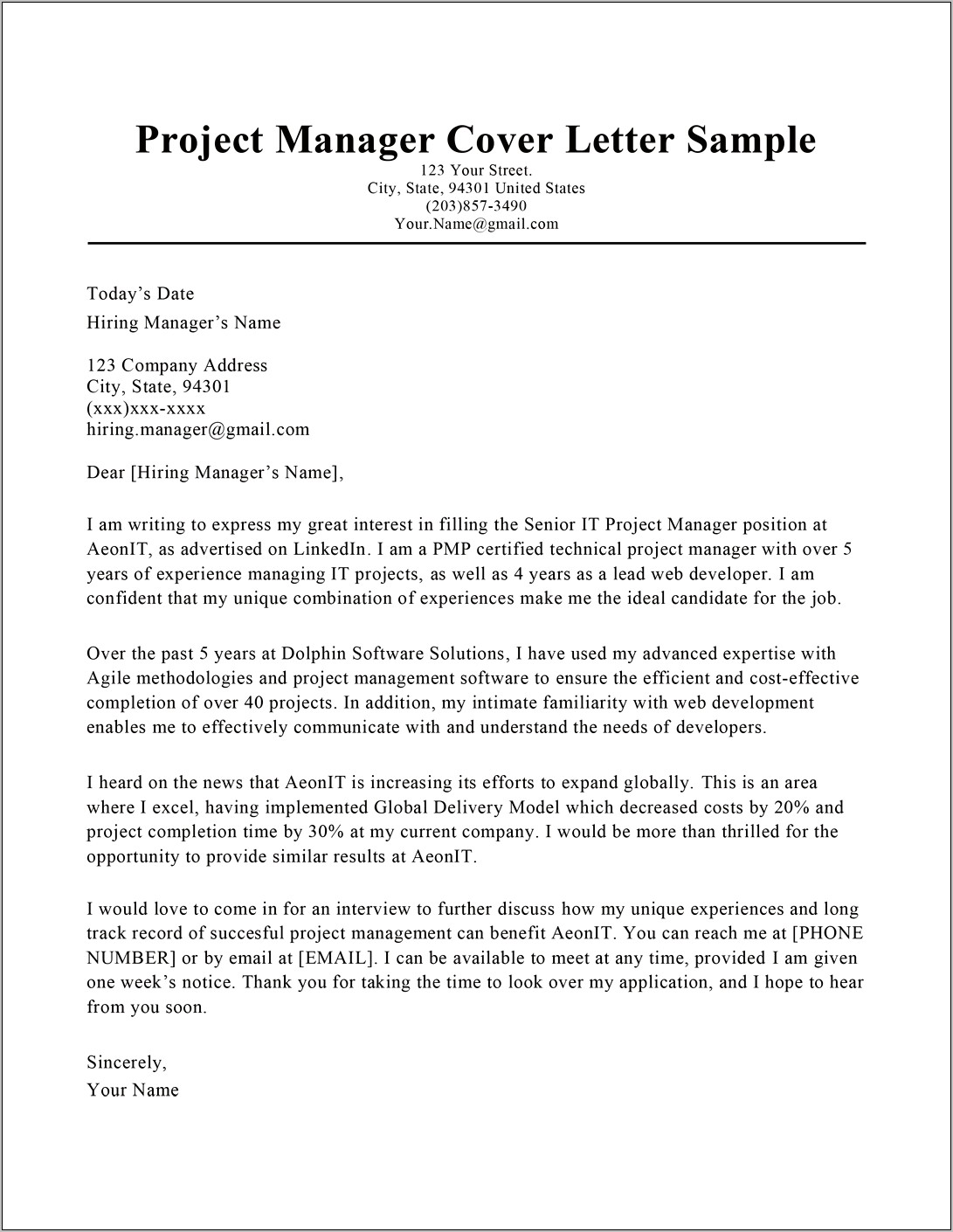 Great Cover Resume Cover Letter For Senior Executives