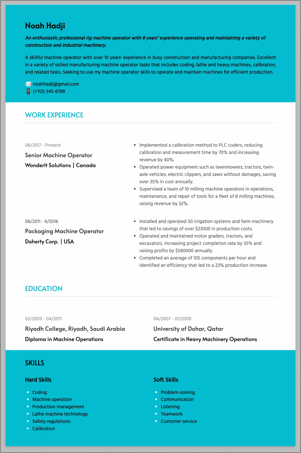 Great Heavy Equiment Resume Examples 2016