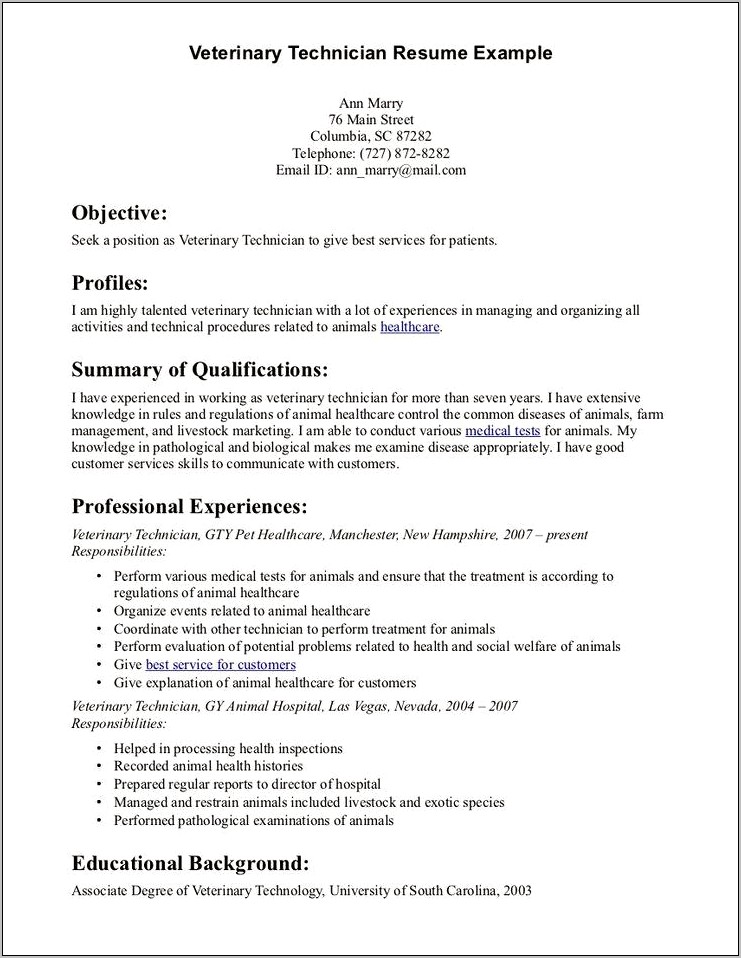 Great Objective For A Safety Technician Resume