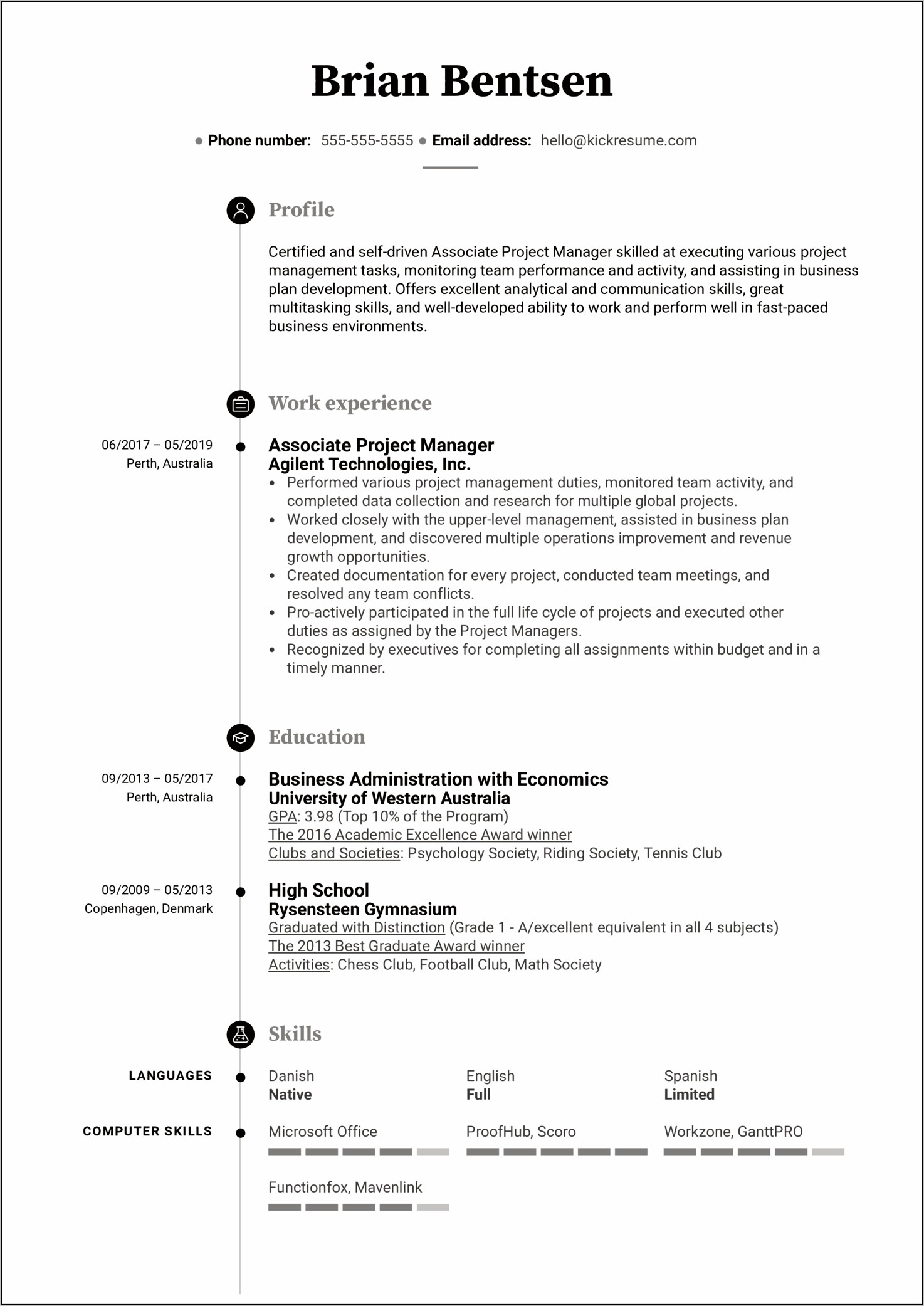Great Resume Description For Project Manager