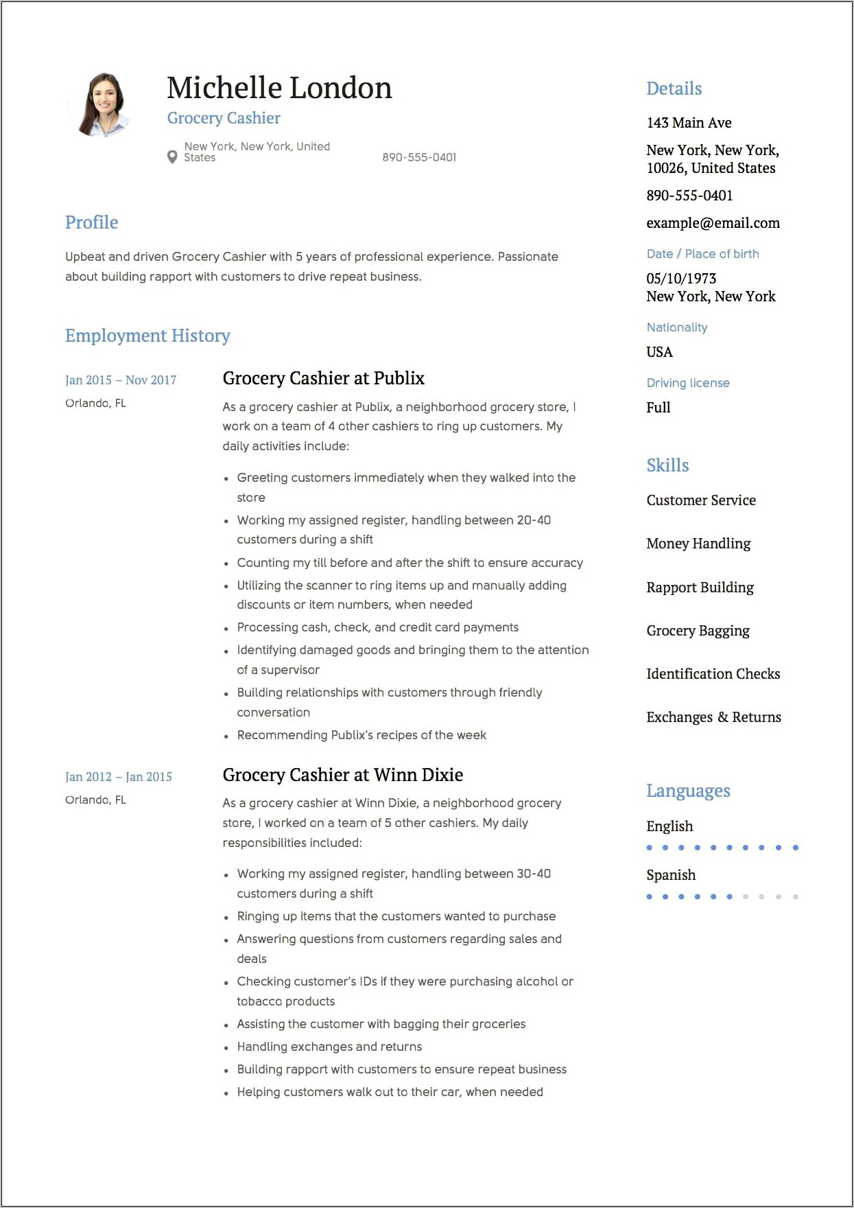 Grocery Store Cashier Resume Objective