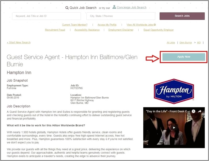 Hampton Inn Front Desk Job Description Resume