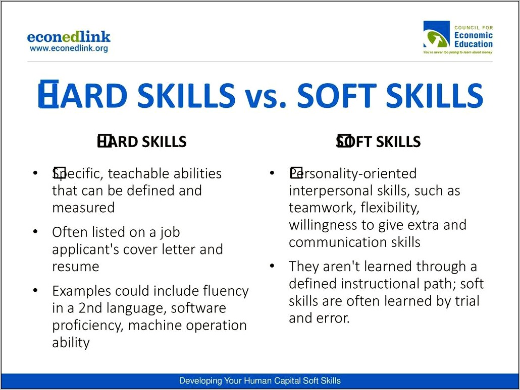 Hard And Soft Skills For A Resume