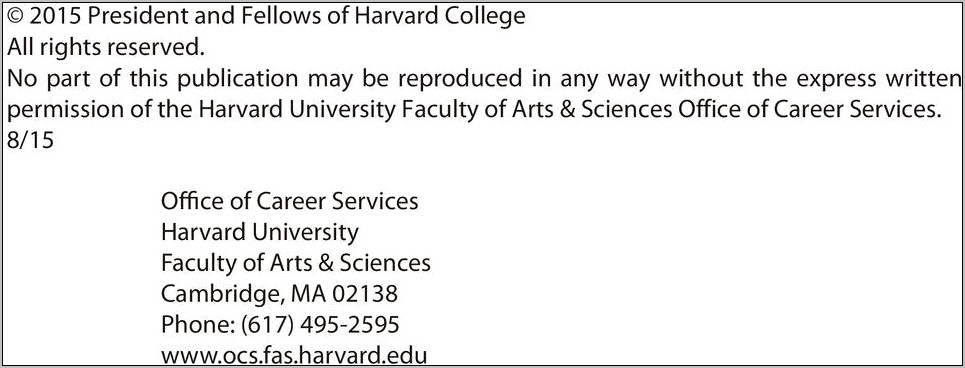 Harvard Ocs Resume And Cover Letter