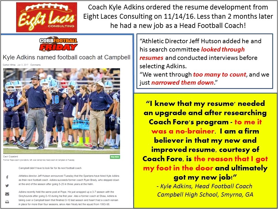 Head High School Football Coach Resume