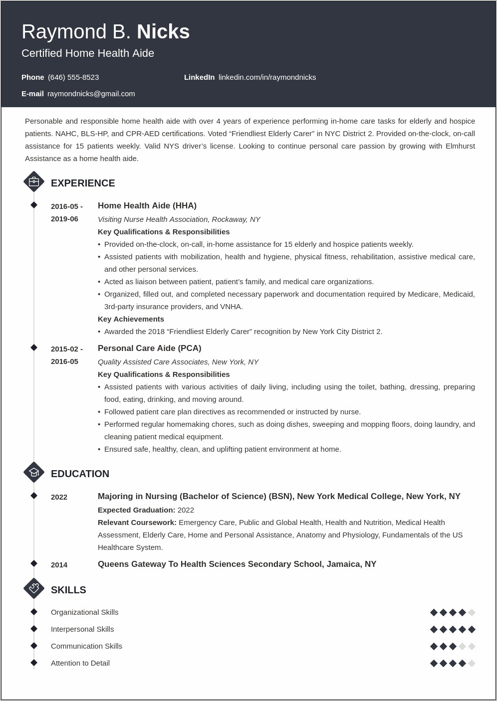 Health Aide Job Description For Resume